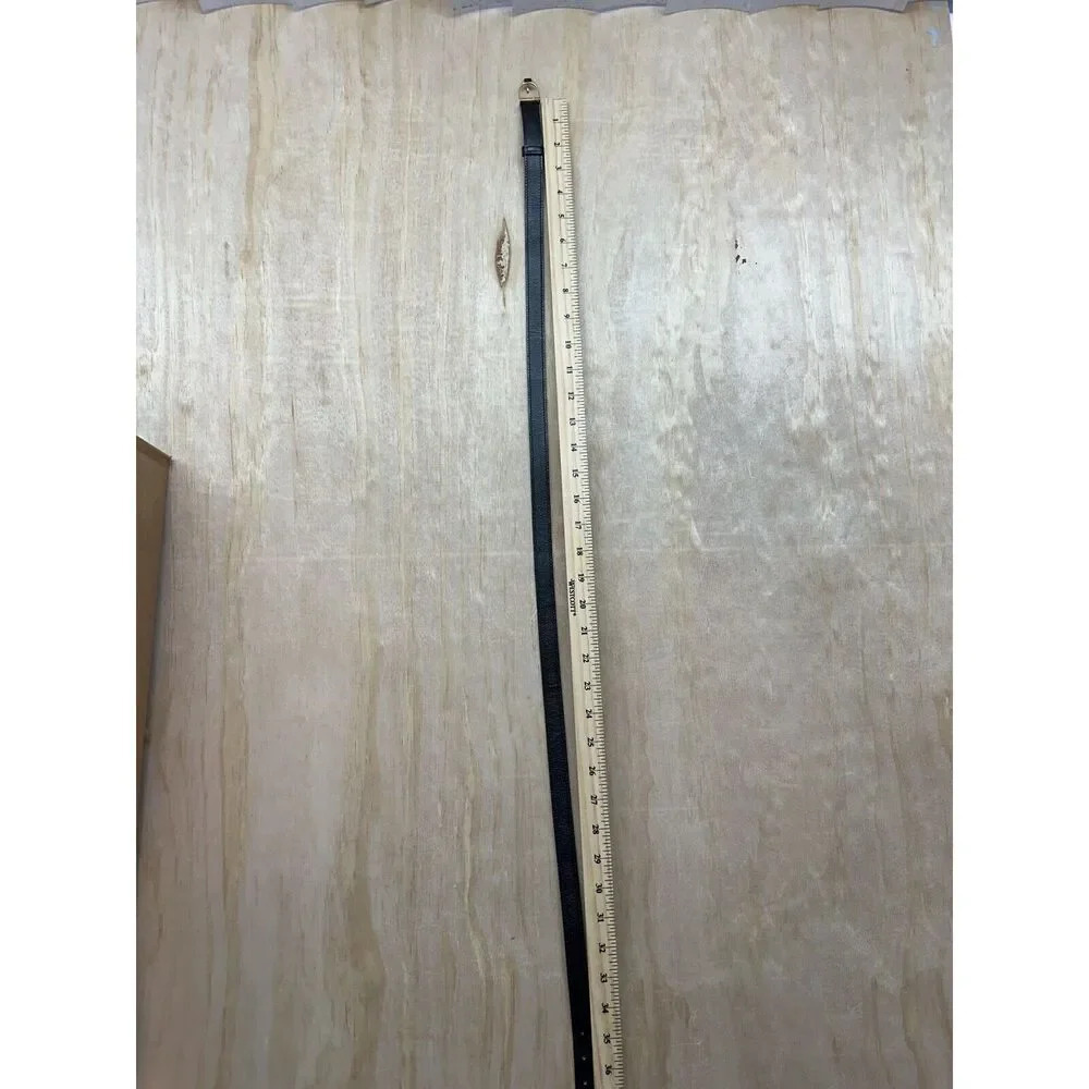 Black Leather Belt with Gold Stirrup-Style Buckle View 4